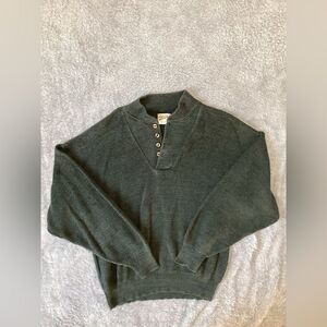 Vintage Cabela’s 100% Cotton Pullover Henley Sweater Green Fisherman Buttons XL